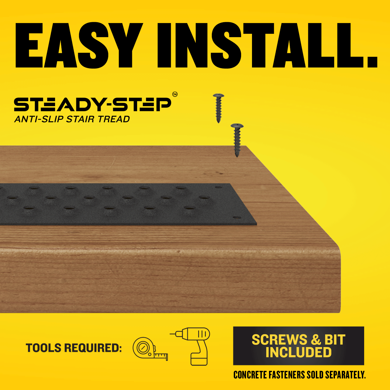 STEADY-STEP Anti-Slip Stair Strip for Outdoor Stairs - Durable Aluminum