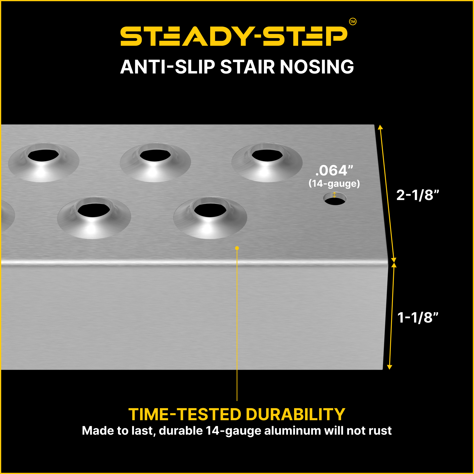 STEADY-STEP Anti-Slip Stair Nosing for Outdoor Stairs - Durable Aluminum