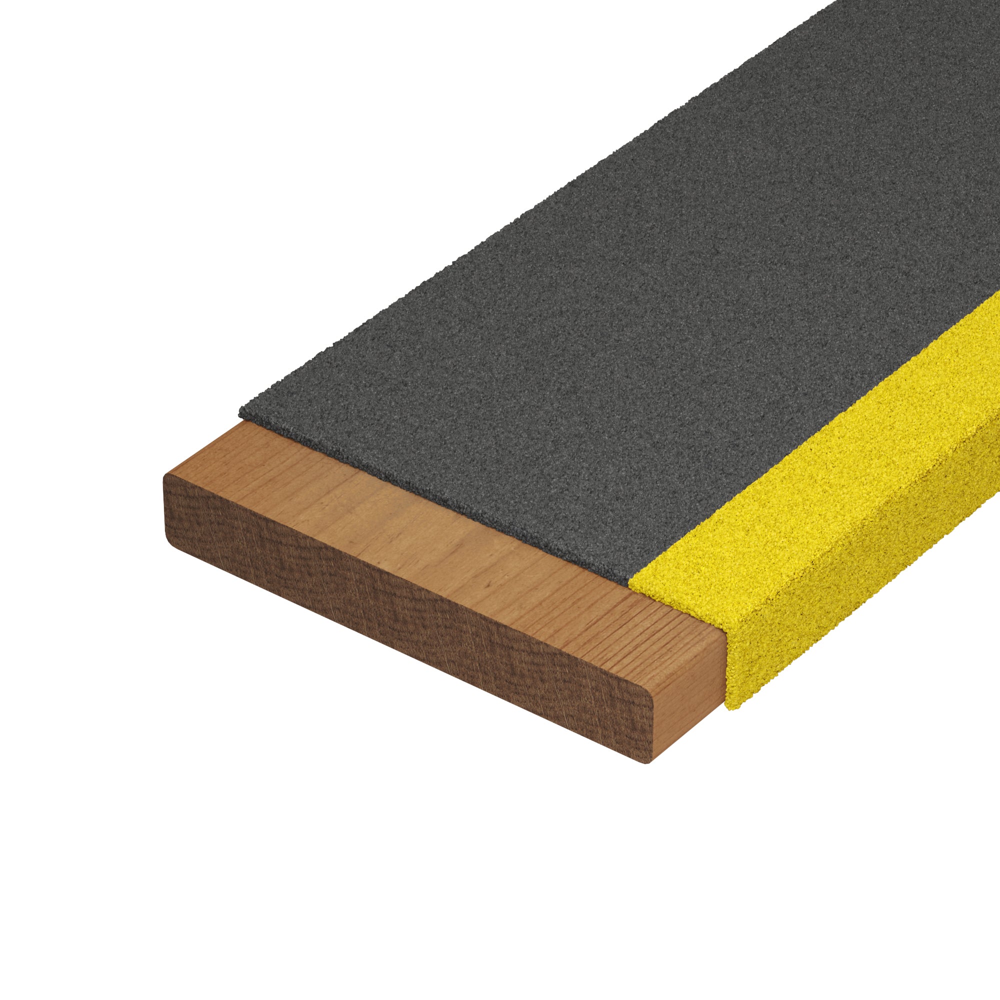Anti-Slip FRP Stair Tread Cover - Black with Yellow Nosing