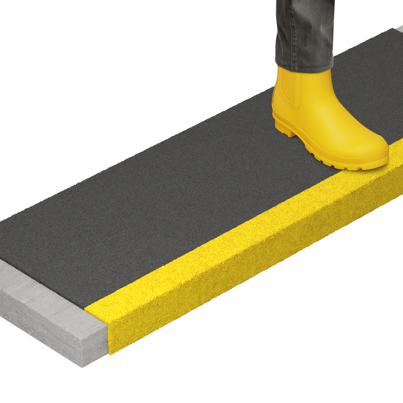 Anti-Slip FRP Stair Tread Cover - Black with Yellow Nosing