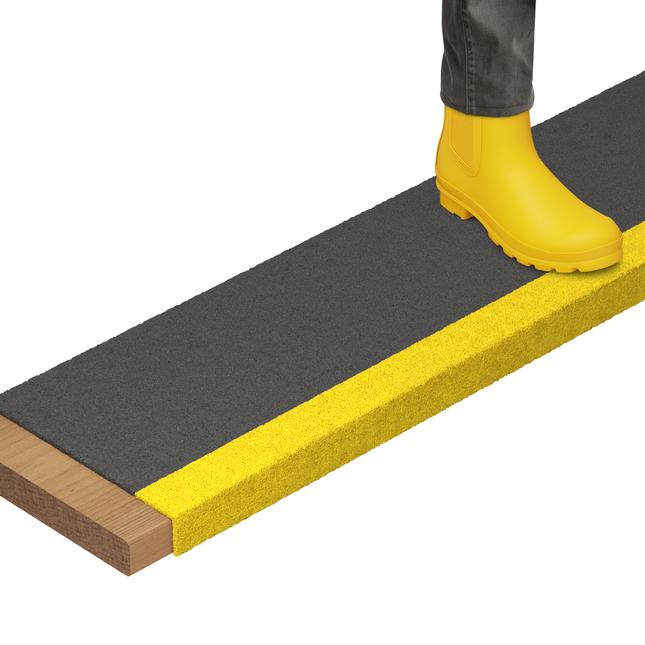Anti-Slip FRP Stair Tread Cover - Black with Yellow Nosing