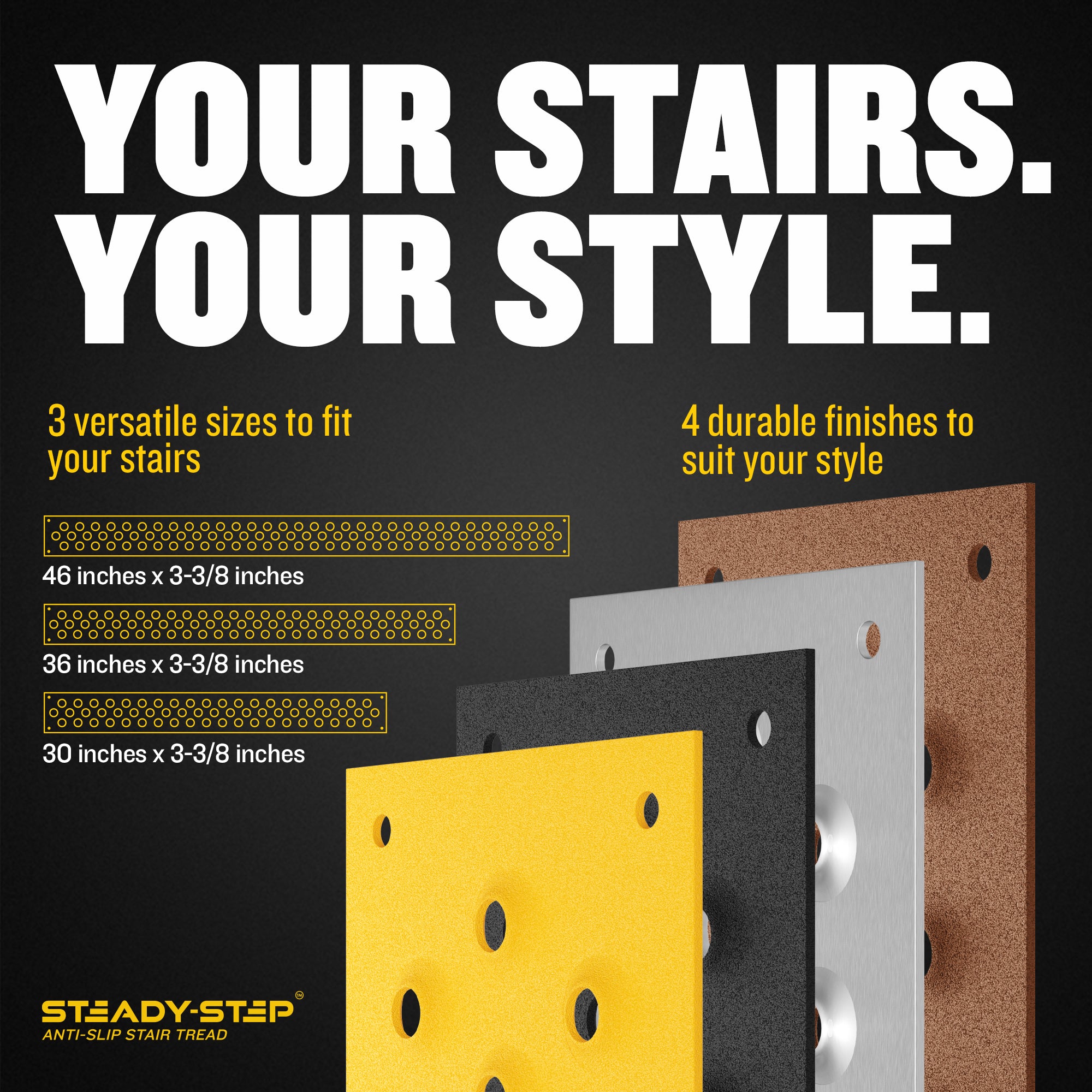STEADY-STEP Anti-Slip Stair Strip for Outdoor Stairs - Durable Aluminum