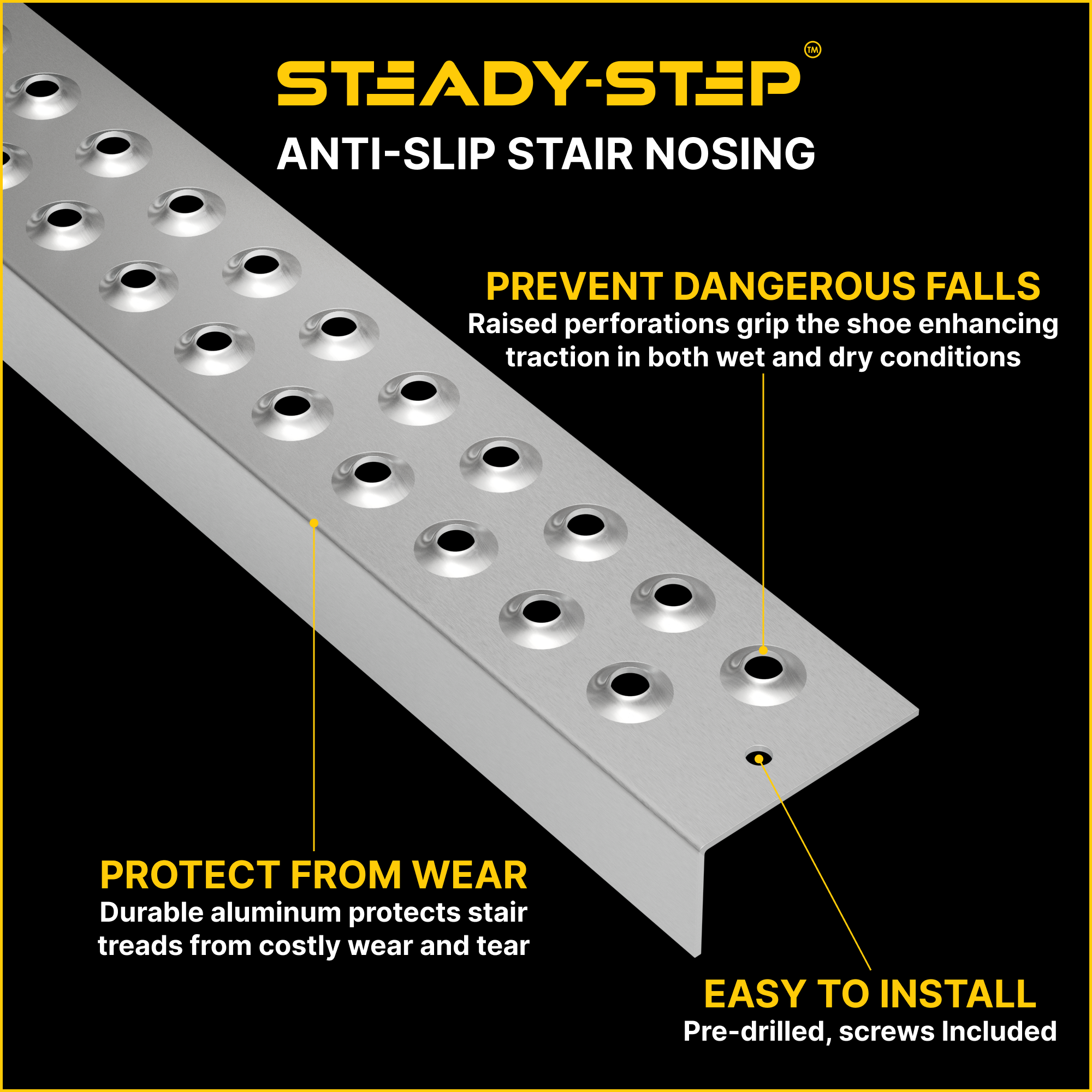 Anti-Slip Stair Nosing for Outdoor Stairs - Durable Aluminum