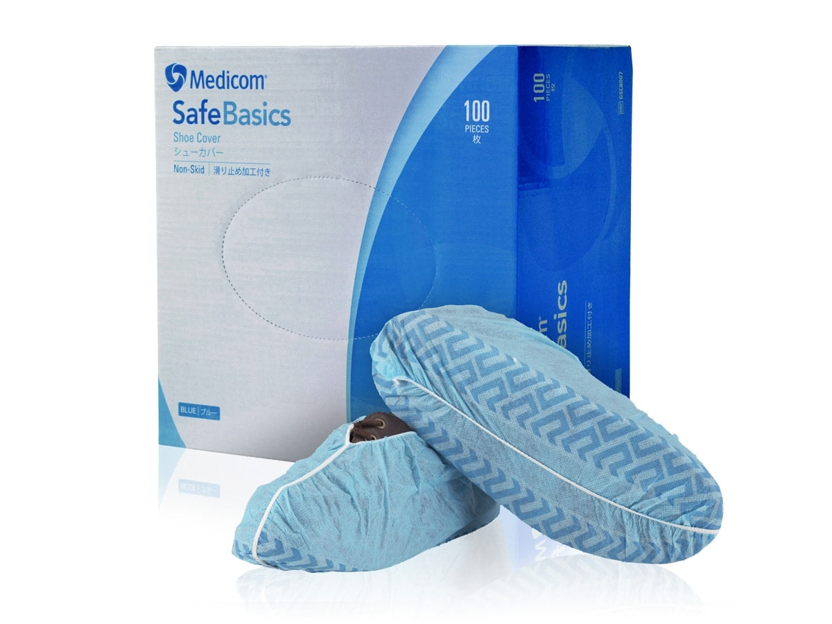 SafeBasics Non-Skid Shoe Covers - 100 pcs, Blue, X-Large